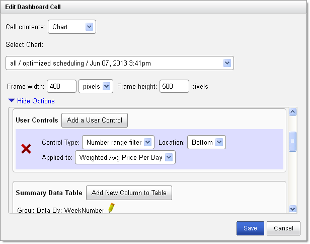 Adding controls to a chart