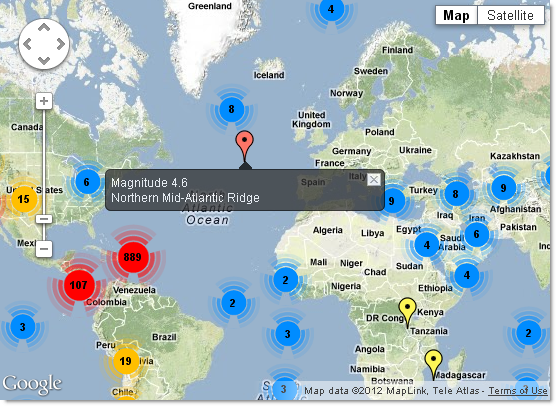 Screenshot of a next-generation map with custom markers and clustering