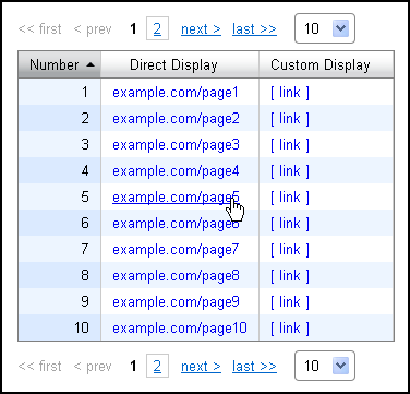 Links in a table